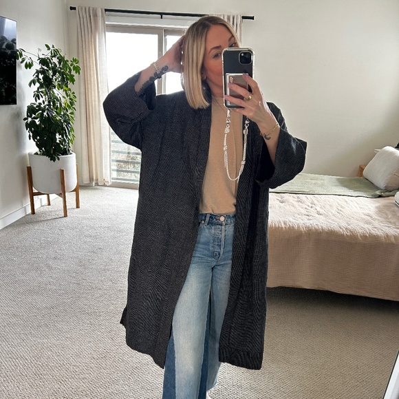 MADEWELL GRID PATTERN ROBE JACKET MEDIUM OVERCOAT COVERUP - Picture 1 of 6